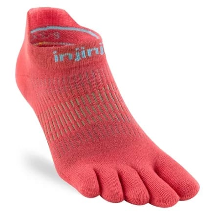 Injinji Women's Run Lightweight No-Show Socks Orange M/L