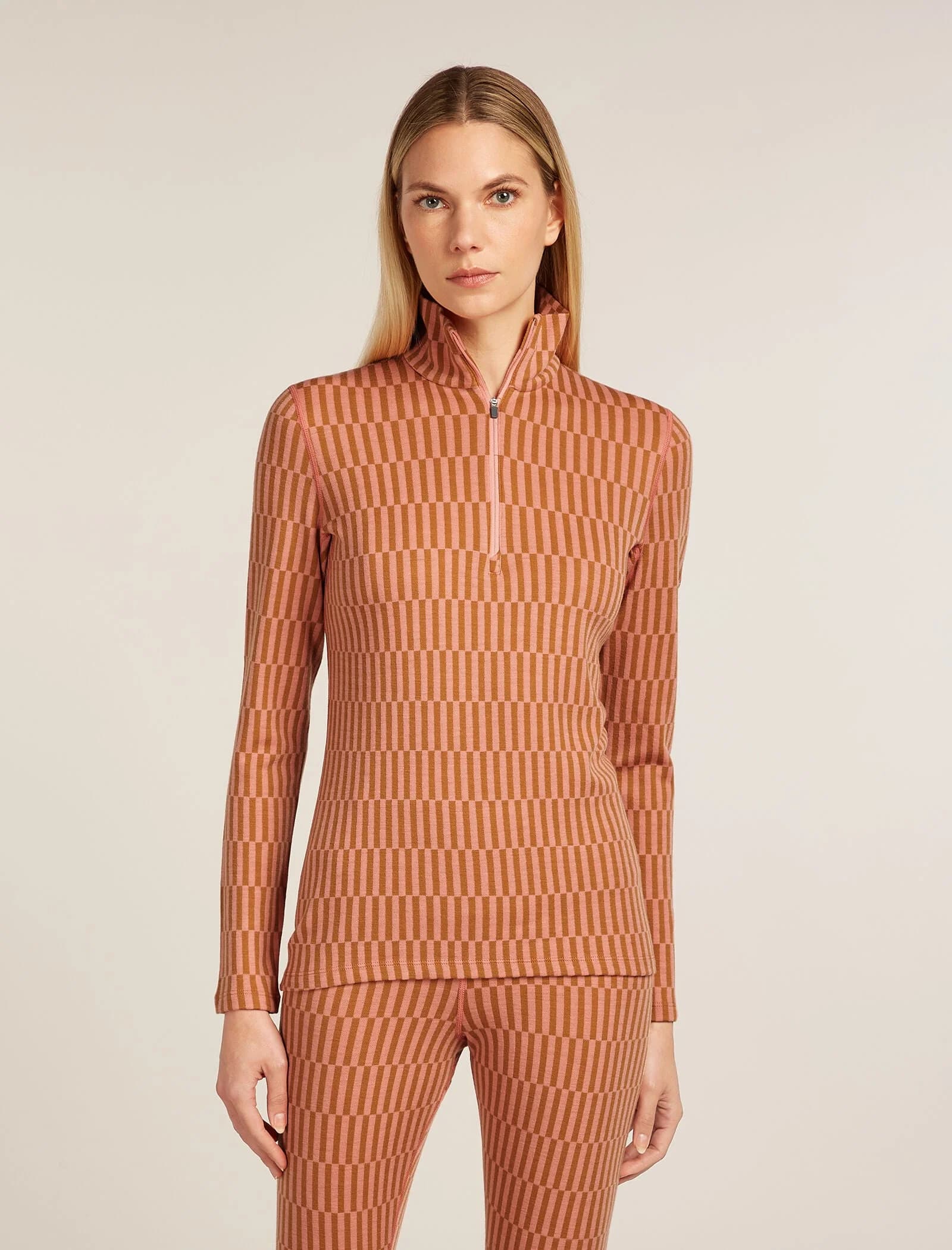 Women's Merino 260 Tech Vertex Long Sleeve Half Zip Thermal Top Snow Grid by Icebreaker — recommended by Mariah Wear