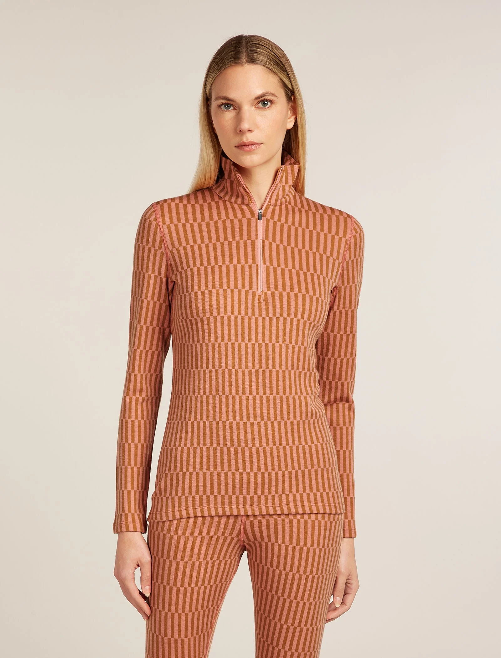 Women's Merino 260 Tech Vertex Long Sleeve Half Zip Thermal Top Snow Grid by Icebreaker — recommended by Mariah Wear